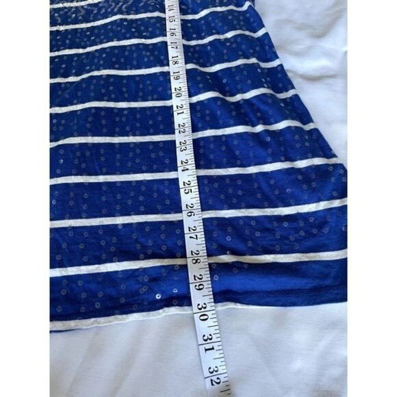 Lane Bryant Top Blouse Shirt Plus Size 22 24 Blue White Lace Clear Sequin - Picture 11 of 11